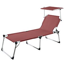 Chaise longue haute Lyon avec pare-soleil, hauteur confort rouille