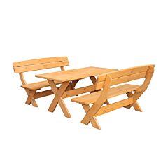 Table et bancs München en bois pour 6 personnes