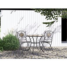 Bistro-Set Mosaik 3-teilig schwarz