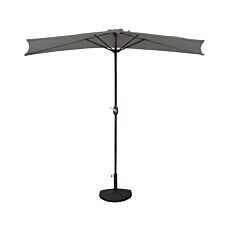 Parasol Demi semi-circulaire avec socle, UV50+ gris