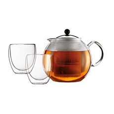 Théière Bodum, 1,5 l, et 2 verres de 0,25 l