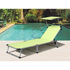 Chaise longue Lyon avec toit pare-soleil vert