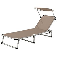 Liegestuhl Lyon mit Sonnendach braun-beige