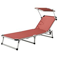 Chaise longue Lyon avec toit pare-soleil rouille