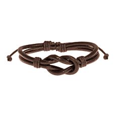 Bracelet cuir / coton brun