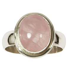 Bague en argent 925 avec quartz rose, 10 mm