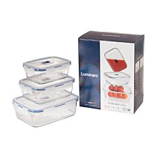 Lot de 3 boîtes de conservation en verre Pyrex avec couvercle en plastique, 82 cl, 122 cl, 197 cl