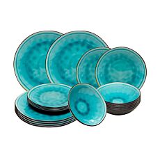 Service Craquelé, turquoise, 18 pièces, en faïence