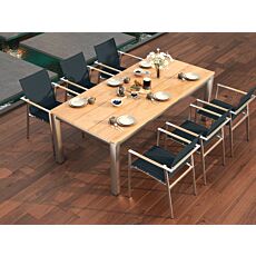 Table de jardin Teak Premium en acier inox