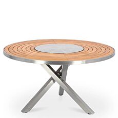 Gartentisch Edelstahl Teak Premium rund