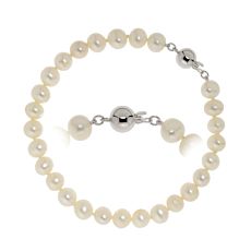 Bracelet en argent 925 avec perles d'eau douce blanc doré