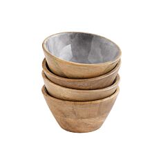 Schalen aus Mangoholz, 4er-Set, emailliert