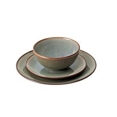 Vaisselle Grado en céramique, 18 éléments gris-brun