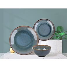 Vaisselle Grado en céramique, 18 éléments bleu-brun