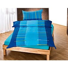 Bettwäsche mit farbigem Streifenmix blau