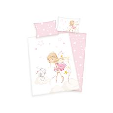Bettwäsche mit Zauberfee und Häschen rosa-weiss
