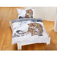 Linge de lit avec léopard dans la neige