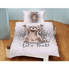 Linge de lit avec raton laveur sympa et inscription 