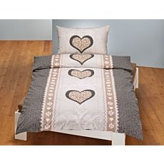 Linge de lit avec cœurs et aspect bois
