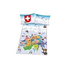 Linge de lit agrémenté de la carte de la Suisse
