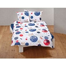 Bettwäsche mit bunten Kreisen und floralem Print