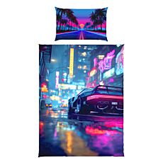 Bettwäsche mit Neon-Autodesign