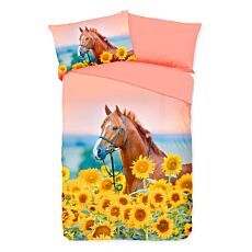 Bettwäsche mit Pferd im Blumenmotiv