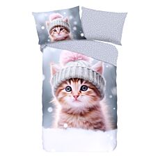 Bettwäsche Flanell mit Katzenmotiv Winter