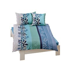 Linge de lit avec feuilles et rayures
