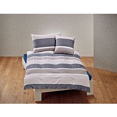 Linge de lit en seersucker et tissu plat, au motif rayé