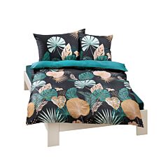 Linge de lit en satin avec motif gingko raffiné