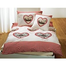 Bettwäsche mit Herzen rot-weiss kariert – Kissenbezug – 50x70 cm
