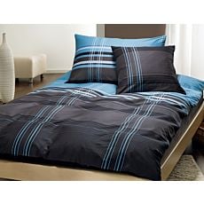 Linge de lit élégant noir, bleu & blanc – Taie d'oreiller – 65x100 cm