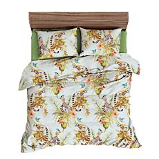 Bettwäsche mit tropischen Lemuren und Blättern