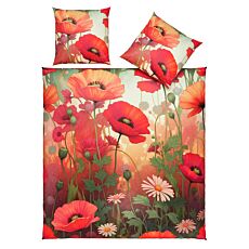 Linge de lit à motifs de coquelicots