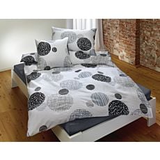 Linge de lit avec motif de cercles gris et noirs sur fond blanc – Taie d'oreiller – 65x65 cm