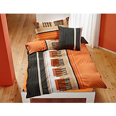 Bettwäsche mit trendigem Grafikdesign in orange-anthrazit – Kissenbezug – 65x100 cm