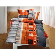 Linge de lit orange orné de rayures et de traits – Taie d'oreiller – 50x70 cm