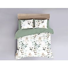 Linge de lit en satin fin avec feuilles style aquarelle – Taie d'oreiller – 65x100 cm