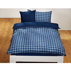 Linge de lit avec carreaux en marine-bleu