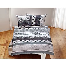Linge de lit imprimé de mandalas, gris-blanc