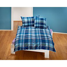Bettwäsche mit Karomuster in Blau-Anthrazit