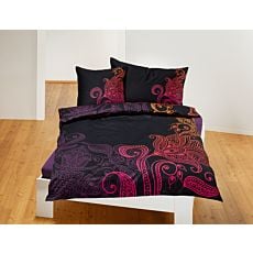 Linge de lit avec motif de mandala lumineux sur fond noir