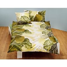 Linge de lit avec feuilles de jungle vertes