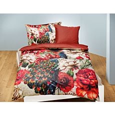 Linge de lit avec paon et grand motif floral