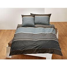 Linge de lit à motif rayé bleu-gris