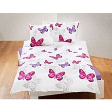 Linge de lit orné de papillons pink-lilas