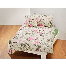 Linge de lit avec un motif floral frais sur fond vert