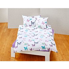 Bettwäsche weiss mit bunten Schmetterlingen