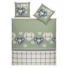 Linge de lit à cœurs et carreaux de style champêtre